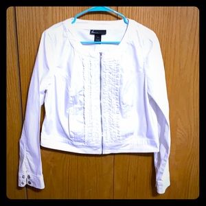 Lane Bryant White Ruffle Jean Jacket